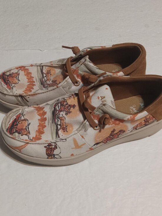 Ariat Men\'s Hilo Aloha Surfing Longhorn Print White Shoes 10D 10044512 main image 6